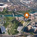 How Riverside Sunderland could look, with the logo pointing towards the 34 Maxim homes 