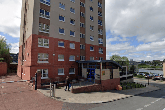 Lambton Tower pictured in 2024 in a Google Maps view.