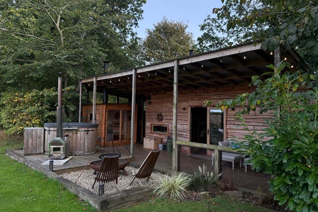 The Fieldhouse Spa cabin at Woodland Chase