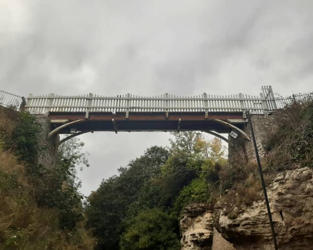 The footbridge over the ravine at Roker Park has been out of use for some years.