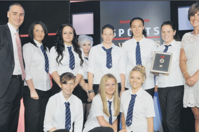 The Nissan under-16 girls team which won the Sunderland Echo Sports Awards 16-18 team trophy in 2012, with Miranda among the players.