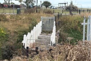 The historic footbridge is currently fenced off at both ends.