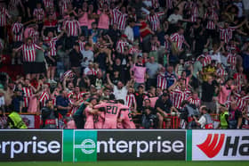 Sunderland fans celebrating during the Black Cats win against Torreense.