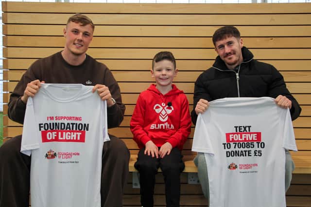 Trai Hume and Dan Ballard pay a special visit to Toby ahead of his appearance as a mascot.