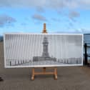 Sunderland artist Darren Timby with his clever piece of art