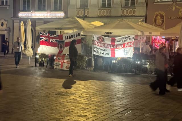 Haway the Lads! The flags were out in Poznań as Sunderland fans arrived in Poland.