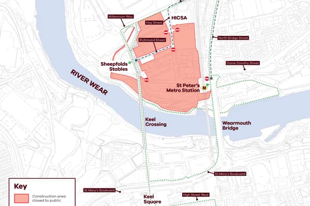 A map showing the car park and road closures.