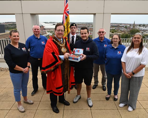 Mayor of Sunderland, Cllr Robert Hutchinson with representatives of the Royal British Legion.