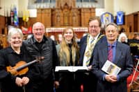 From left: Helen Armstrong, Leader of SSO; Dave Milner Musical Director SSO; Annabelle Greener, Mayor’s Consort; Councillor Robert Hutchinson, Mayor of the City of Sunderland, and Mayoral Honorary Patron of SSO, Mark Greenfield, SSO Relational Lead.   