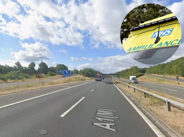 Two people have been taken to hospital after a four vehicle collision on the A1M close to the Durham turn-off.