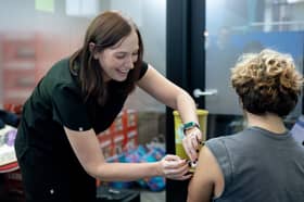 Pharmacist Donna Roberts returns to the University of Sunderland to vaccinate students against meningitis