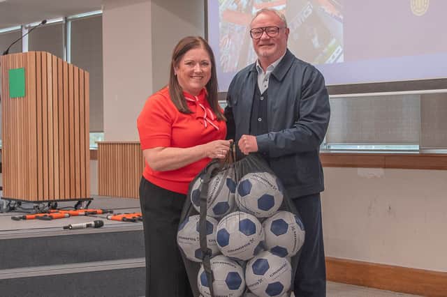 Catherine Attwell, Head of Country and Plant HR, UK, for Grundfos and Michael Ganley, founder of the Fans’ Museum