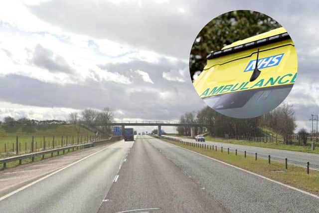 An HGV driver has been taken to hospital after a lorry overturned on the A1(M) near Durham