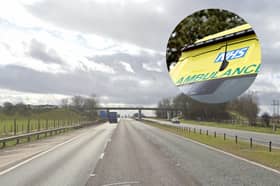An HGV driver has been taken to hospital after a lorry overturned on the A1(M) near Durham