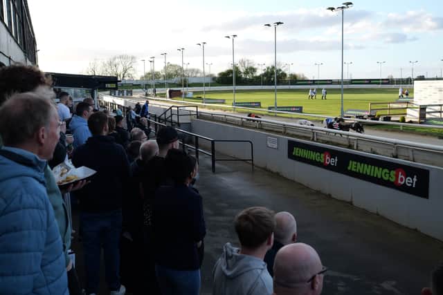 Greyhound racing at Sunderland Stadium. 
