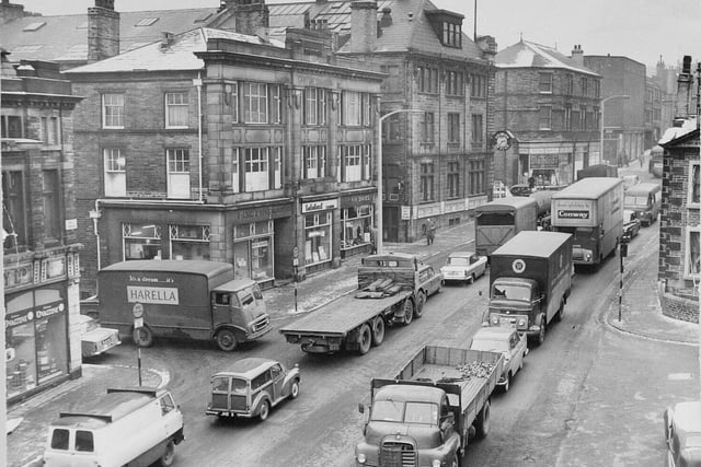 Traffic jam along King Cross Street, Halifax in 1963.