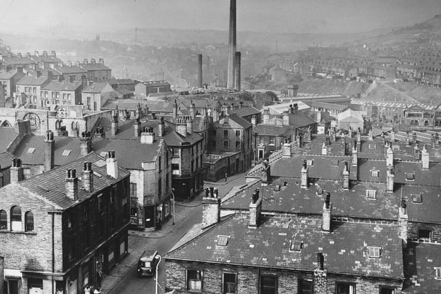 Showing Oxford Street, St. James' Church and Dean Clough.