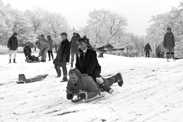 Winter scenes in Wakefield Park in 1985.