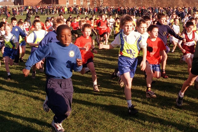 The start of the under 11's boys race during the annual Leeds Schools Cross Country Championships. A total of 84 schools took part in the competition held at Whitkirk Primary.
