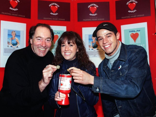 Emmerdale's Clive Hornsby (Jack Sugden), Sheree Murphy (Tricia Stoke) and Glen Lamont (Richie Carter) support the launch of the Heartbeat Scanner Appeal to fight heart disease at the Queens Hotel.