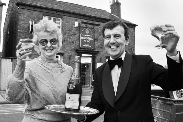 Licensees Ronnie and Jean Baxendale at the Foresters Arms, Shevington Moor, after the pub was featured in Egon Ronay's best pub food guide book on Monday 26th of March 1984.