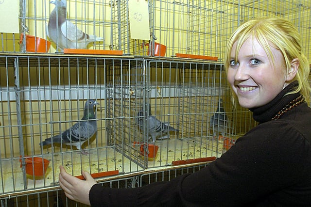 Steward Natalie Pounder with some of the sale birds in 2006