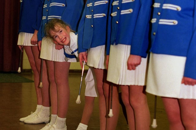 Finding a smile at rehearsals is Rebecca Holmes, one of the youngest members of the Bramley majorettes who were awarded money from the Millennium Fund.
