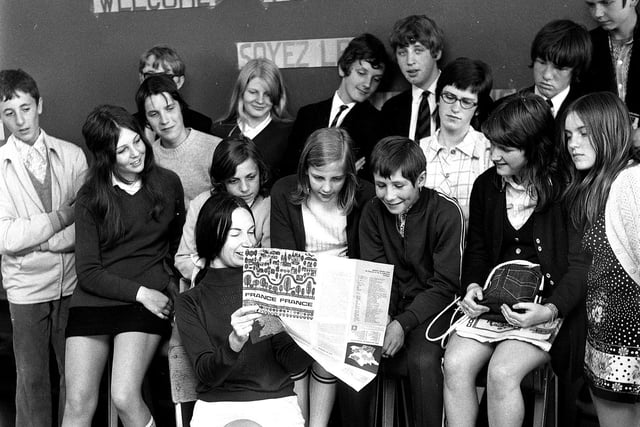Up Holland Grammar School pupils play hosts to visiting French students in 1971