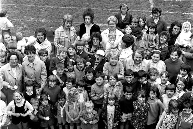 Holy Family RC Primary School Platt Bridge, summer sports day in 1971