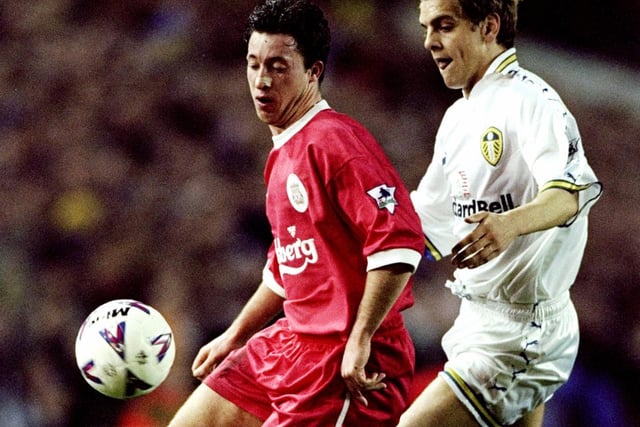 Jonny Woodgate keeps a close eye on Liverpool's Robbie Fowler during FA Carling Premiership clash at Elland Road in April 1999. The game ended goalless.