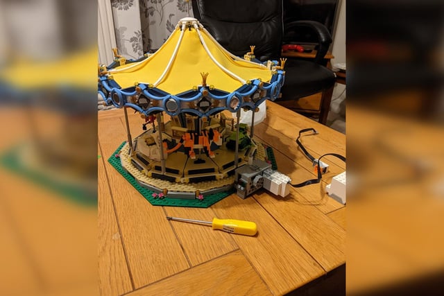 Joanne Appleby has a fairground in her home, with this working Lego carousel.