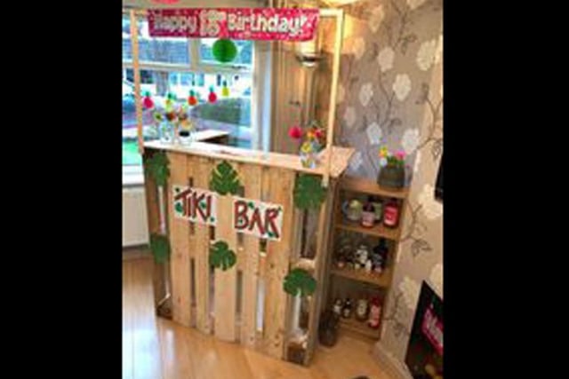 Helen Sergeant made this home Tiki Bar for her daughter's lockdown 18th birthday