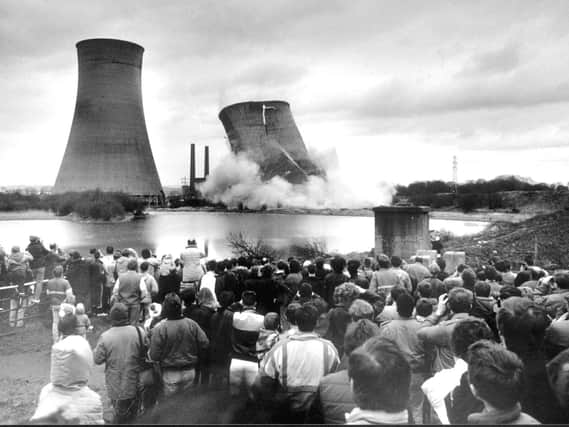 The first cooling tower is blown up at Westwood power station on January 15th 1989.