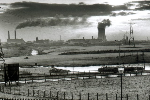 A view from Martland Mill looking towards Westwood Power Station in full production in the 1980s. It was later demolished in January 1989.