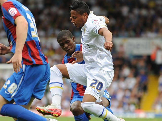 Ramon Nunez and Palace's Wilfried Zaha battle for the ball.