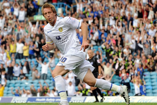 Luciano Becchio celebrates after his header found the back of the net.