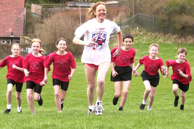 May 2000 and pictured is Denise Dean, a teacher at Southroyd Primary with some of the children training in preparation for Family Fun Run and Leeds Marathon. Pictured are Kirsty Walker, Sara Day, Natalie Hamilton, Ian Hitchcox, Kyle Sharp and Carl Walker.