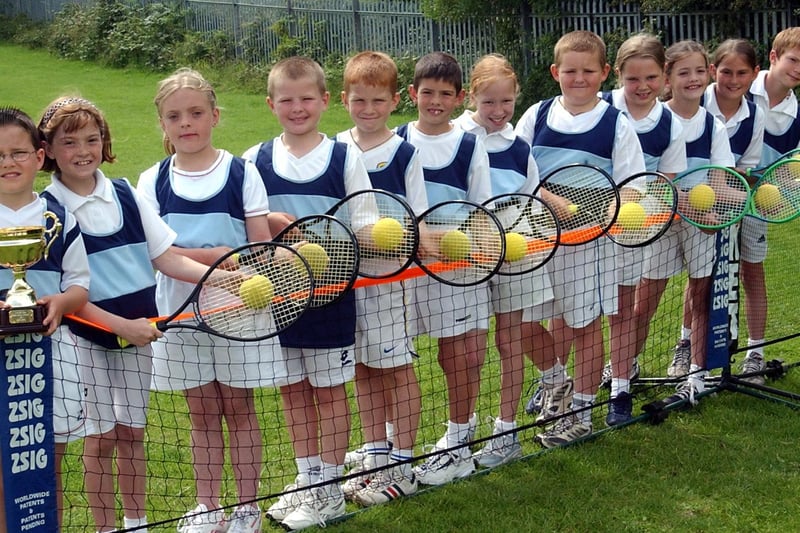 St Mary's RC Primary won the Leeds City Junior Tennis Challenge. Pictured 
Liam Callaly, Elizabeth Hill, Roisin Casey, Thomas Blair, James Mace, Johnny Hughes, Hannah Chilvers, Christopher Holliday, Lucy Dodman, Megan Hughes,  Natalie Green & Jordan Ide.