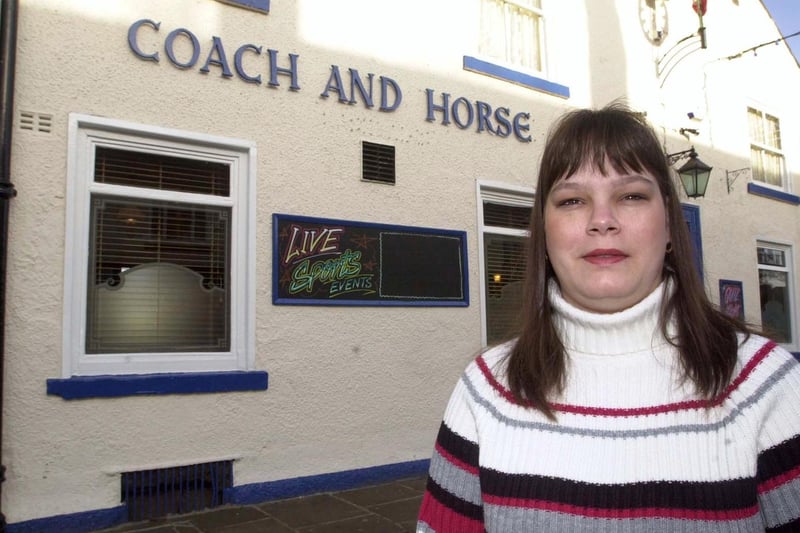 Do you remember Michelle Foster who was the landlady of the Coach and Horses? Pictured in January 2002.