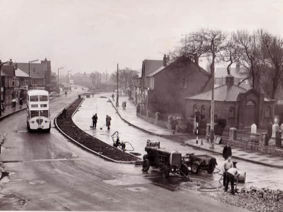 Blackpool

Westcliffe Drive, Layton in 1963. Photo looks towards the junction with Talbot Road and Layton Road. Note bus on the wrong side of the road because of road works.