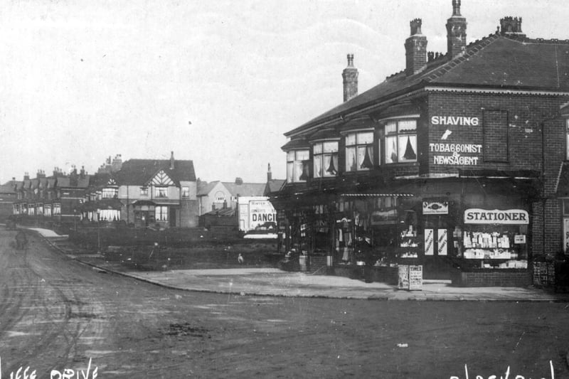 Westcliffe Drive,1914. The proprietor of this shop on the corner of Onslow Road was J Ingram. The house further along the road with the half-timbered lookstands on the corner of Norwood Avenue .The first Layton Institute would soon be built on the corner Lynwood Avenue between these buildings.