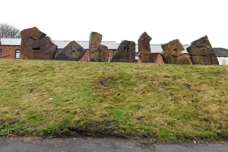 Scholes stones - locally known as Scholes-henge.  The controversial monument was put in place in 2012 in a bid to transform a once-neglected area into an iconic welcome to Scholes