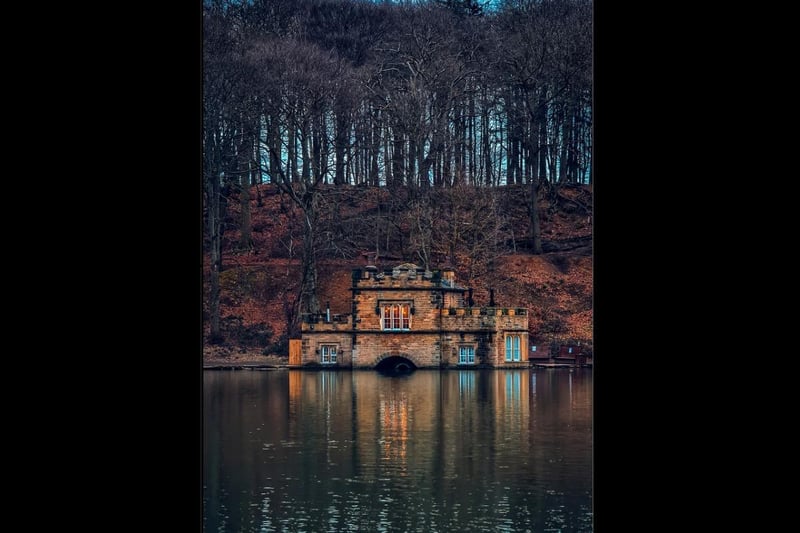 Daniel Berry took this gorgeous photo of the boathouse at Newmillerdam Country Park surrounded by a dark forest.