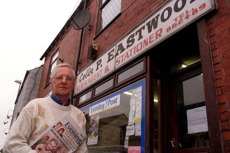 This is Kippax newsagent Colin Eastwood who in February 1999 was retiring after 50 years.