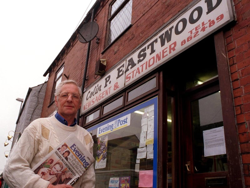 This is Kippax newsagent Colin Eastwood who in February 1999 was retiring after 50 years.