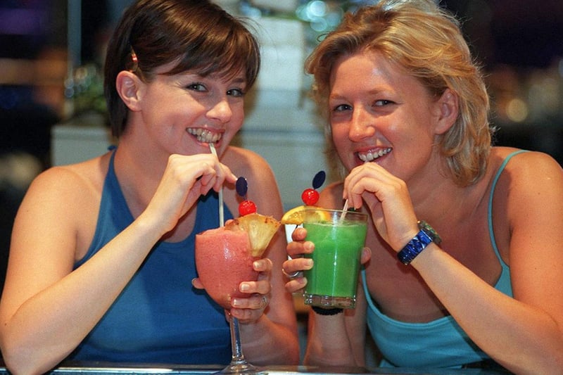 Two actors from stage musical Fame  - Kimberley Partridge and Suzie Boyle - took time out to enjoy cocktails at Lillywhites sports store in Leeds.