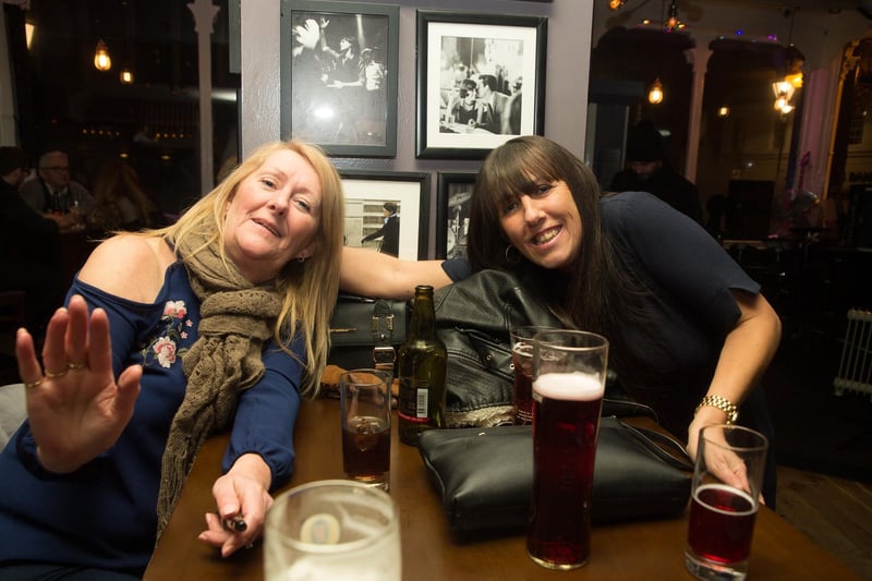 Dennise and Tracy having St Patrick's Day fun in The Waterhouse in 2018.