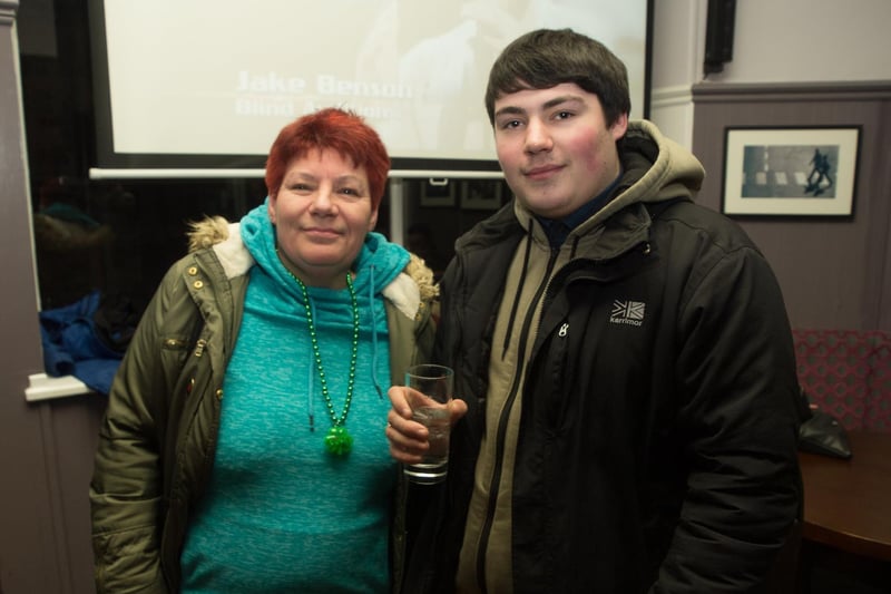 Lorraine and Gareth enjoying a St Patrick's Day drink in The Waterhouse in 2018.