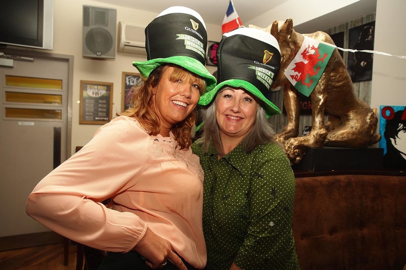 Rachael and Nichola celebrating St Patrick's day in Mist Bar in 2017.