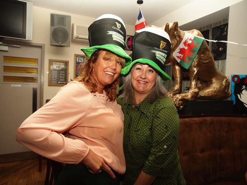 Rachael and Nichola celebrating St Patrick's day in Mist Bar in 2017.